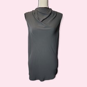 Rick Owens High Drape Neck Exposed Zipper Sleeveless Blouse Gray Dark Dust Sz 8